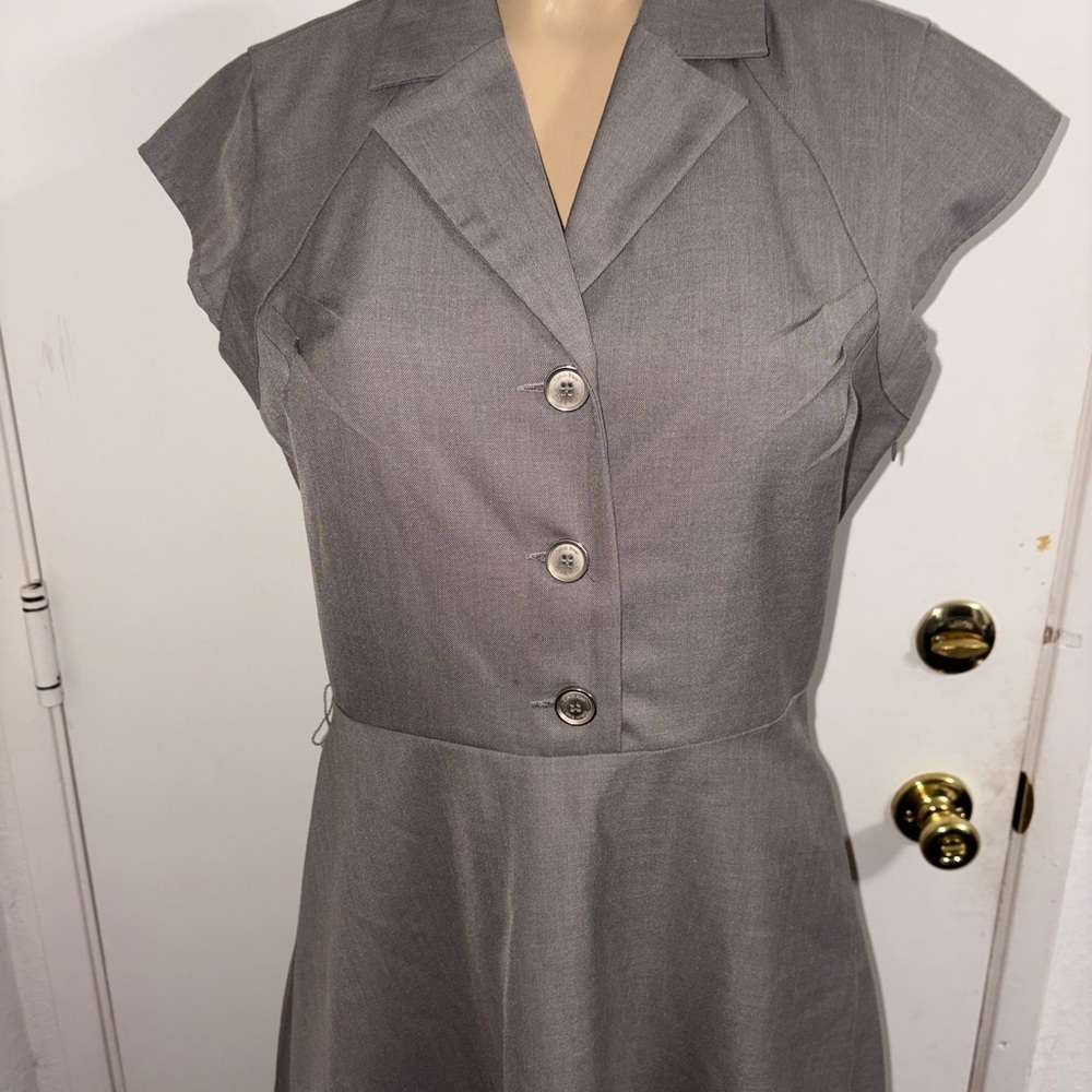 Calvin Klein Business Office Gray Fit And Flare Dress Gray Lined Size 12 - Picture 2 of 5